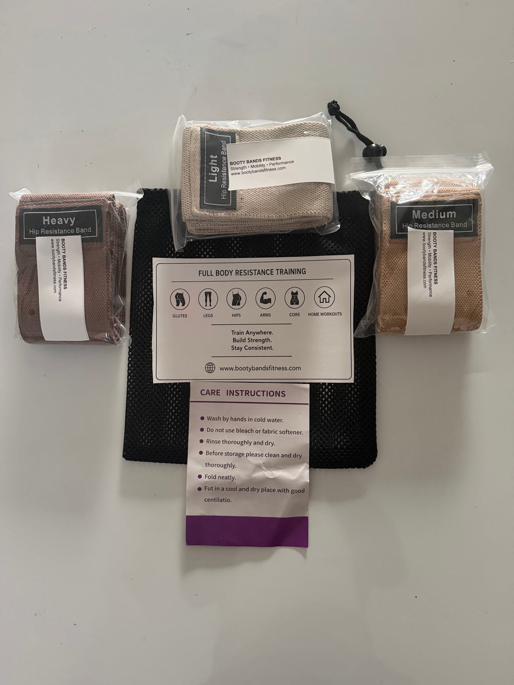 Booty Bands Fitness Starter Kit - 3 Non-Slip Fabric Resistance Bands