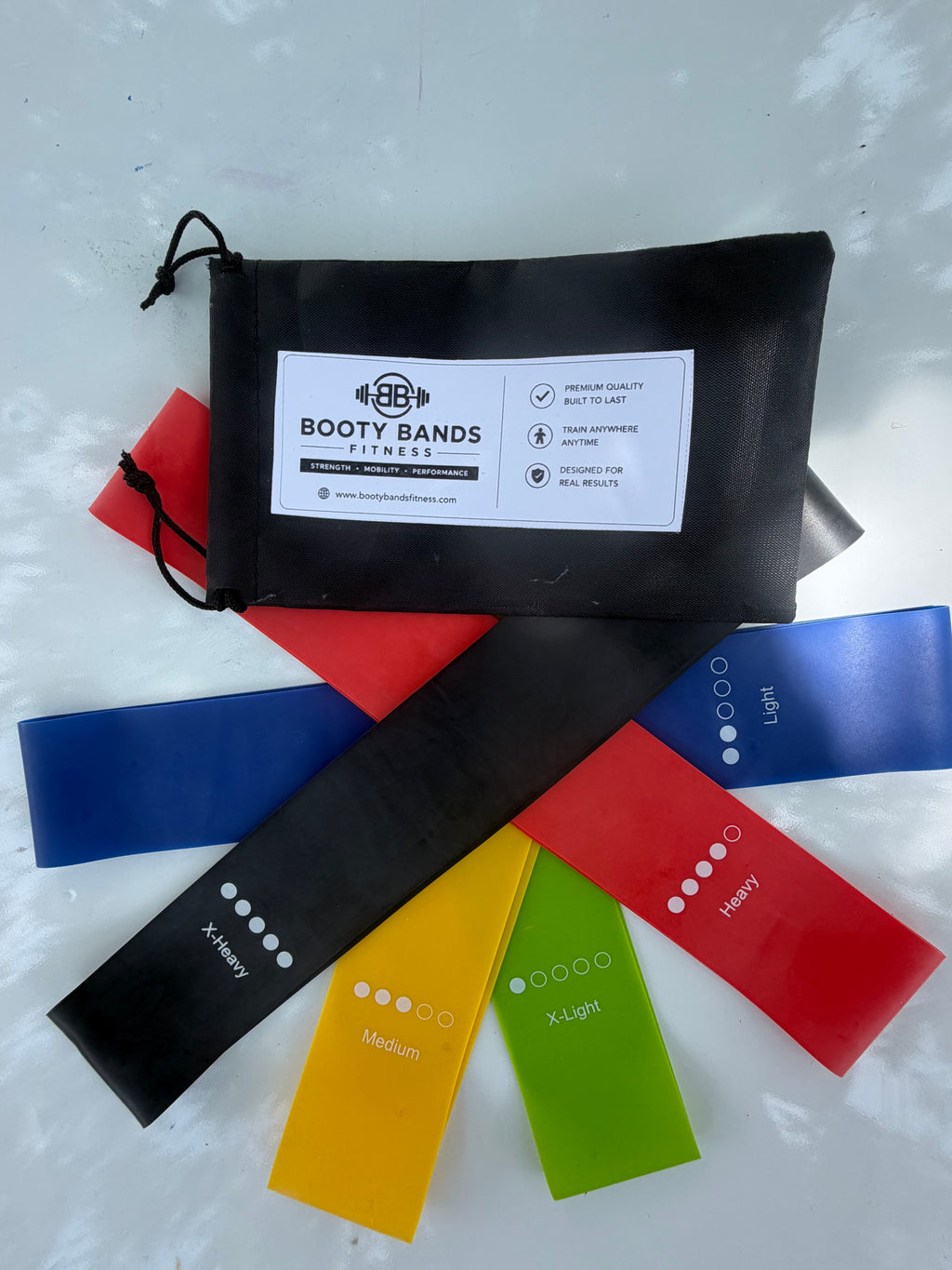 Booty Bands Fitness Latex Resistance Bands - 5 Level Workout Set