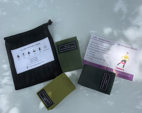 Booty Bands Fitness Starter Kit - 3 Non-Slip Fabric Resistance Bands