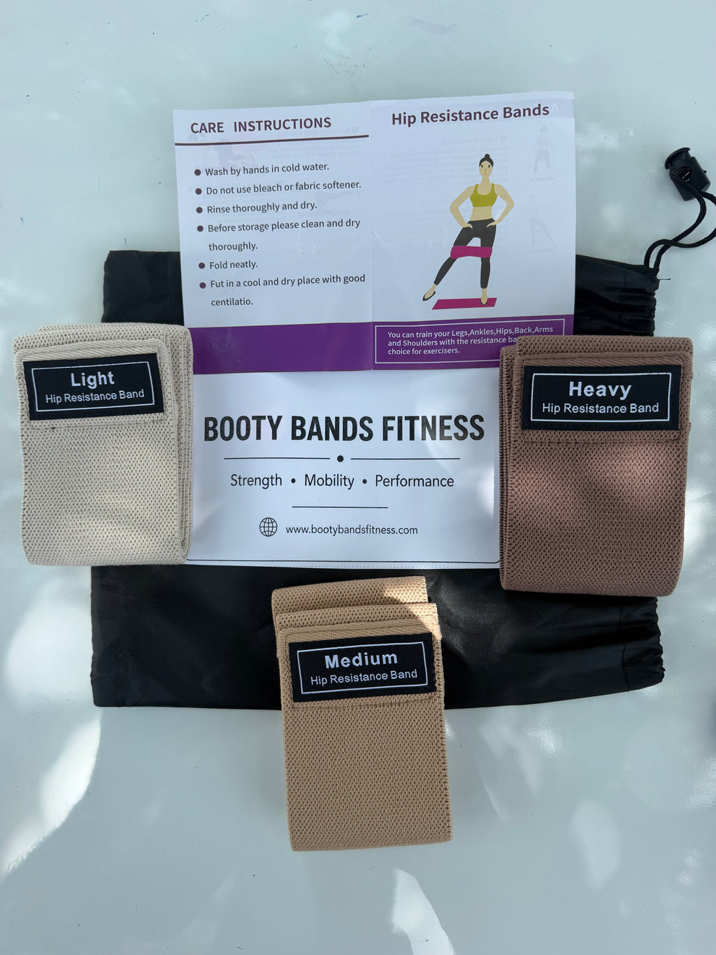 Booty Bands Fitness Starter Kit - 3 Non-Slip Fabric Resistance Bands