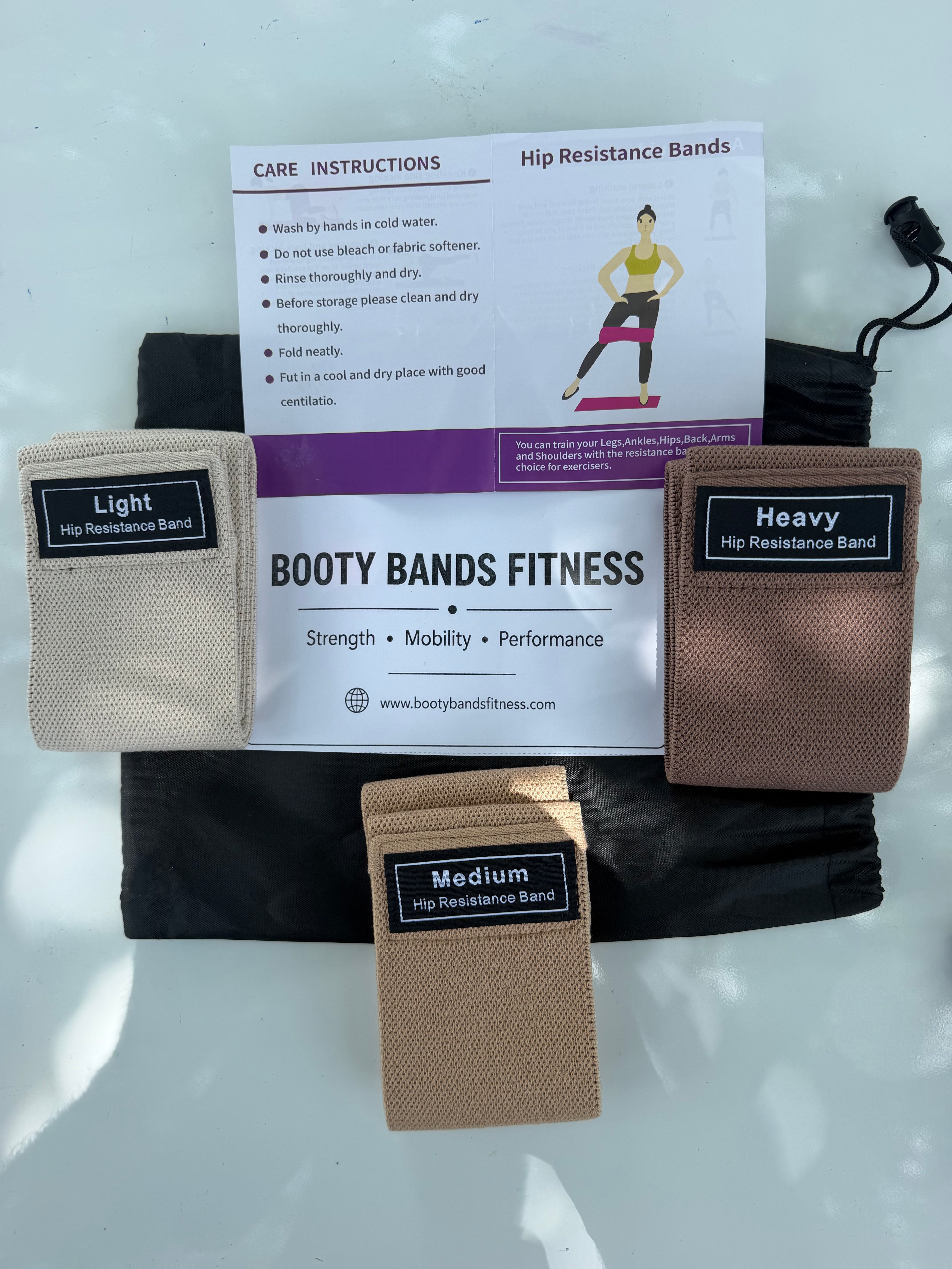 Booty Bands Fitness Starter Kit - 3 Non-Slip Fabric Resistance Bands